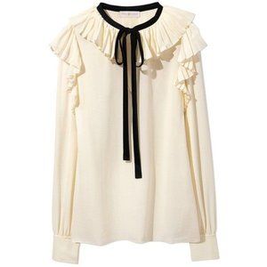 TORY BURCH Ruffle Tie-Neck Blouse - Size 0